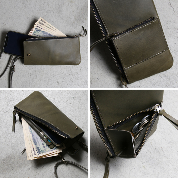 xsROTAR オリーブ レザー スマホ　ウォレット ROTAR オリーブ レザー スマホ ウォレット（オリーブコードバン