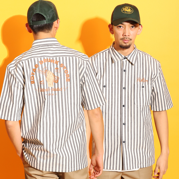 DRUNK STORE Stripe Work Shirt