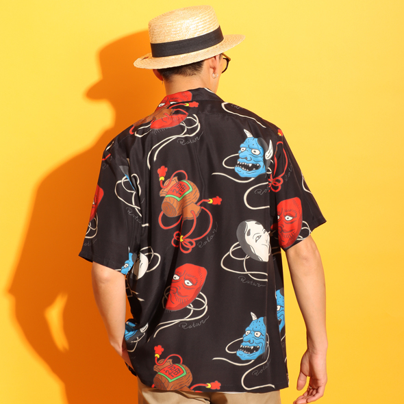 Japanese Mask Textile Aloha Shirt | ROTAR | ローター