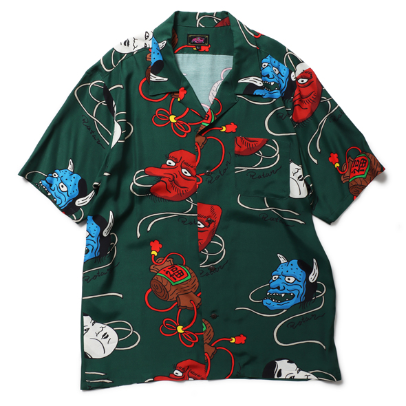 Japanese Mask Textile Aloha Shirt | ROTAR | ローター