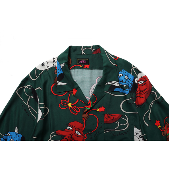 Japanese Mask Textile Aloha Shirt | ROTAR | ローター