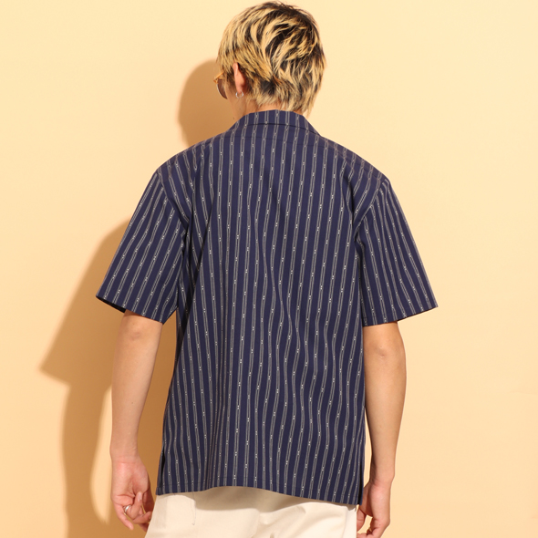 Dobby Striped Open Collar Shirt | ROTAR | ローター