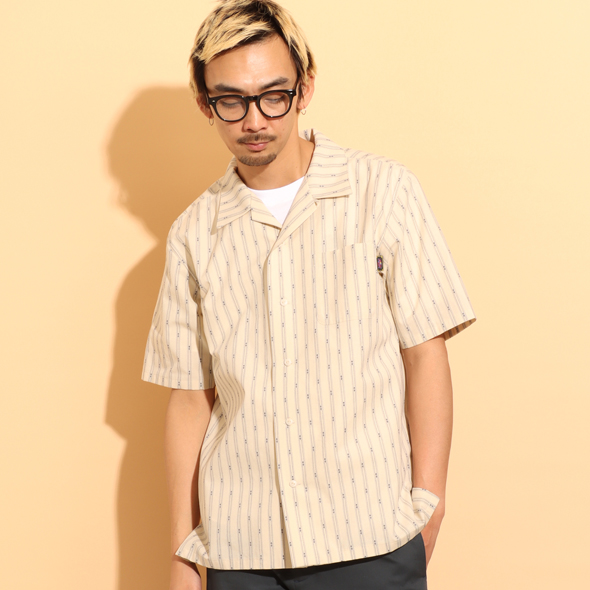 Dobby Striped Open Collar Shirt | ROTAR | ローター