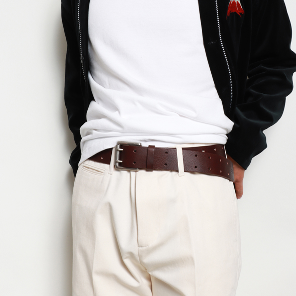 Double pin leather belt | ROTAR | ローター