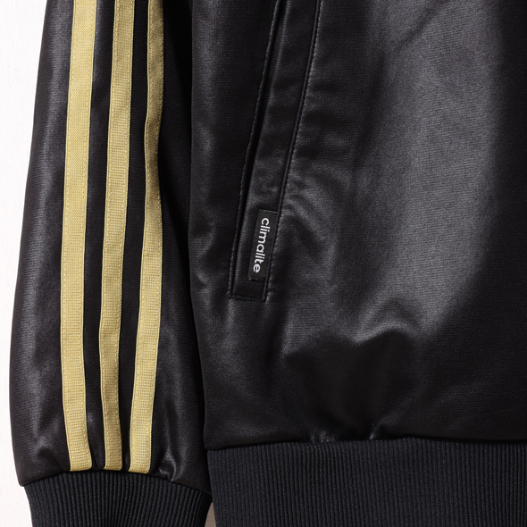 adidas クリマライト ジャージ セットアップ ブラック ゴールド L adidas ジャージ ブラック×ゴールド 刺繍ロゴ Lサイズ相当（P